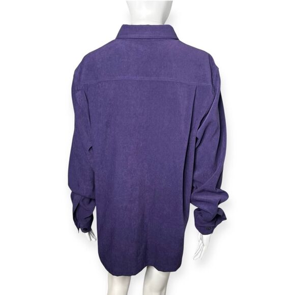 Vintage Classic Elements Shirt Womens XL Purple Faux Suede Relaxed Western Boho - Picture 3 of 8